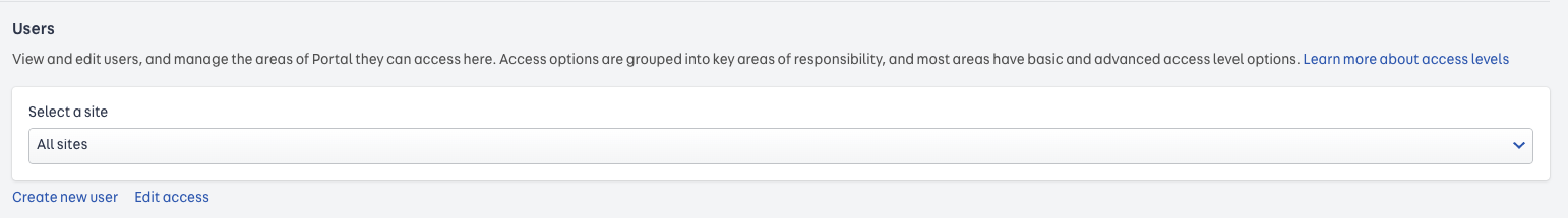 a screenshot of Portal where you can either create or edit a user