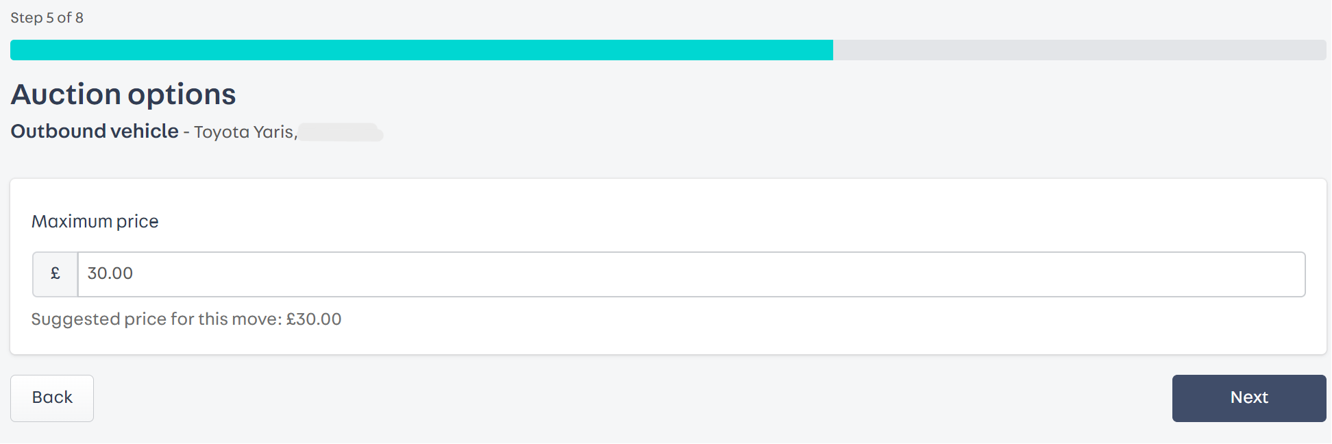 a screenshot of the section where you add your maximum price for auction