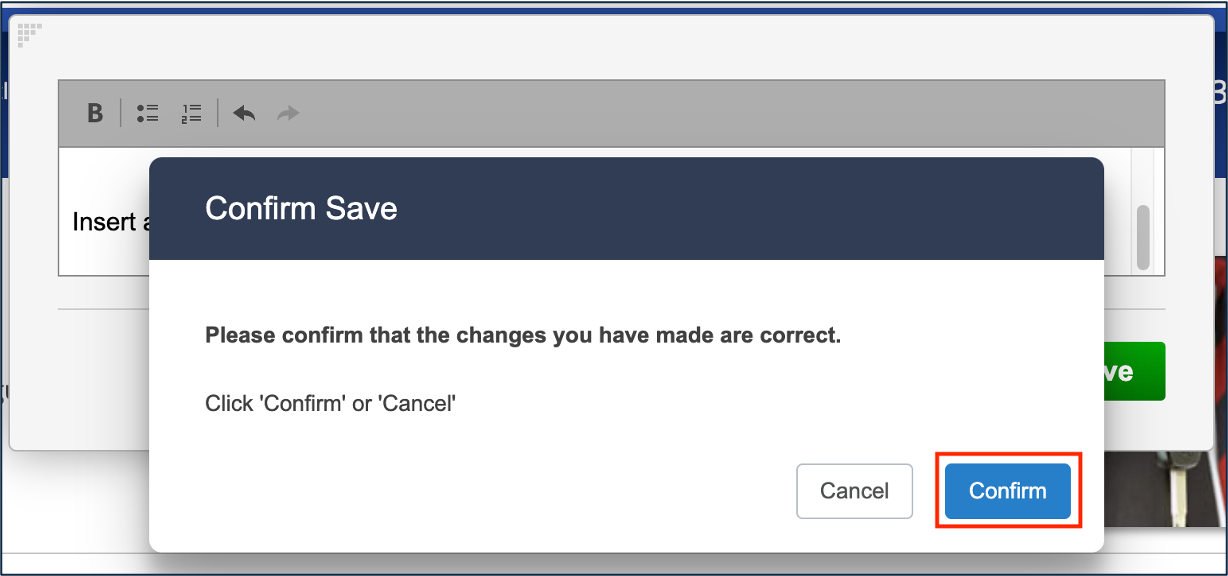 screenshot of the pop up where you confirm or cancel your changes