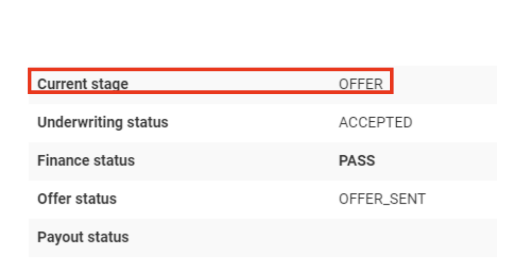 Screenshot of the 'Current stage' section highlighted.