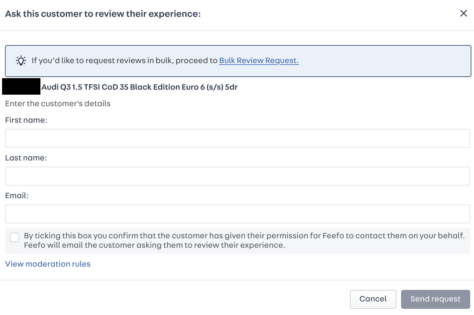 Screenshot of the review popup in Portal