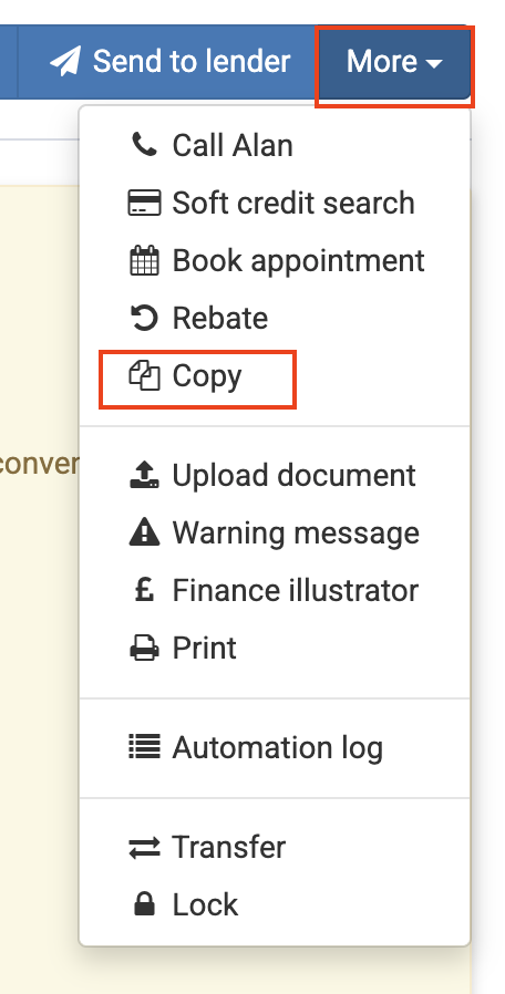 Screenshot showing where the 'More' button is located