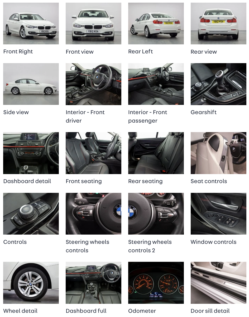 This image shows a collection of images in a grid, they're examples of how pictures should look for buyers.