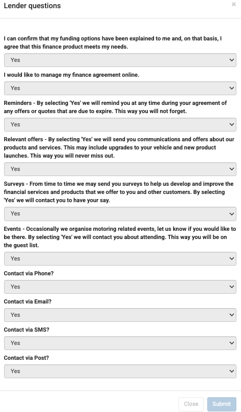 Screenshot showing an example of the extra questions