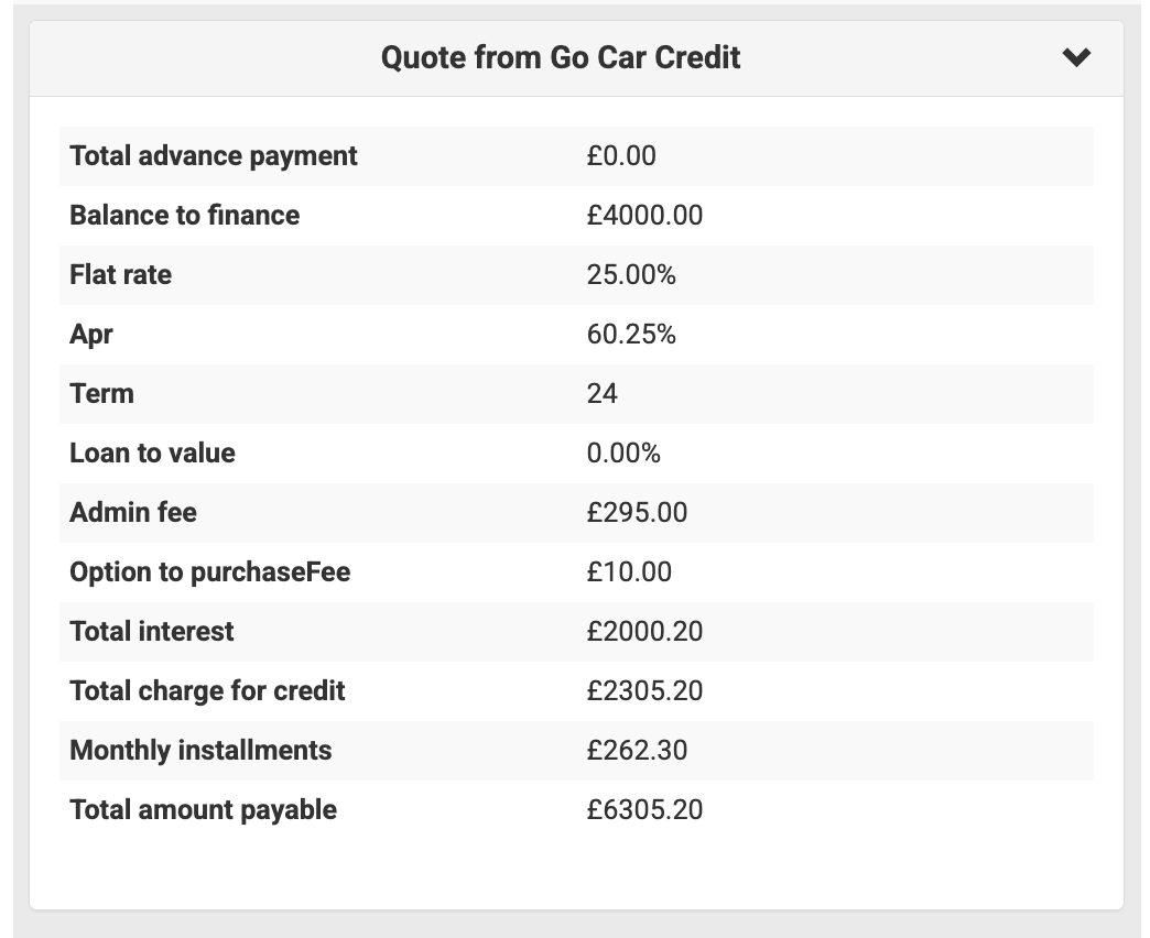 Screenshot showing the quote section